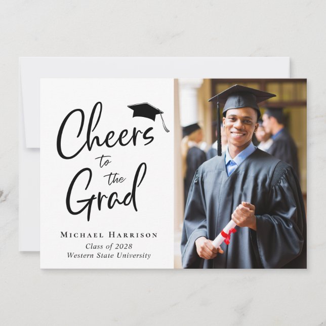 Cheers Grad Photo Graduation Party Invitation (Front)