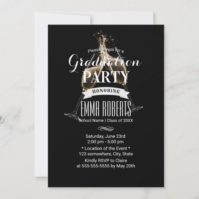 Cheers Graduation Party Champagne Toast Invitation (Front)