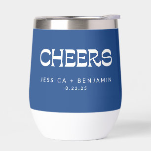 Cheers Groovy French Blue Typography Names Wedding