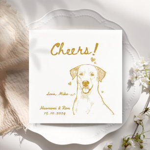 Cheers Hand Drawn Funny Dog Simple Wedding Napkin