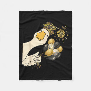 Cheers Happy New Year 2026 Goose With Balloon Disc Fleece Blanket
