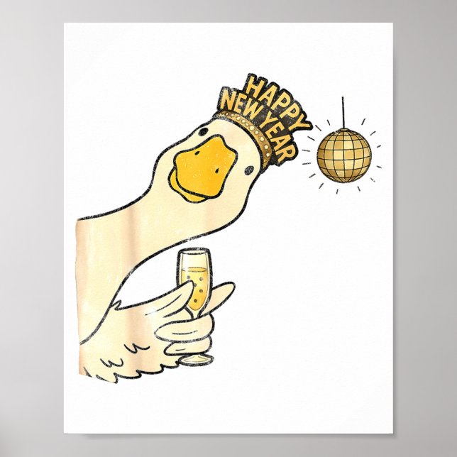 Cheers Happy New Year 2026 Goose With Champagne Di Poster (Front)