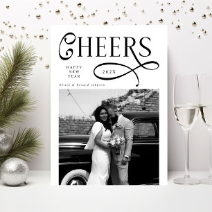 Cheers  Happy New Year Modern Chic 2 Photo Holiday Card