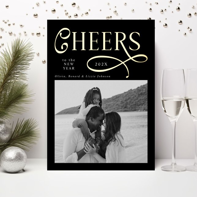 Cheers  Happy New Year Modern Chic Family 2 Photo (Creator Uploaded)