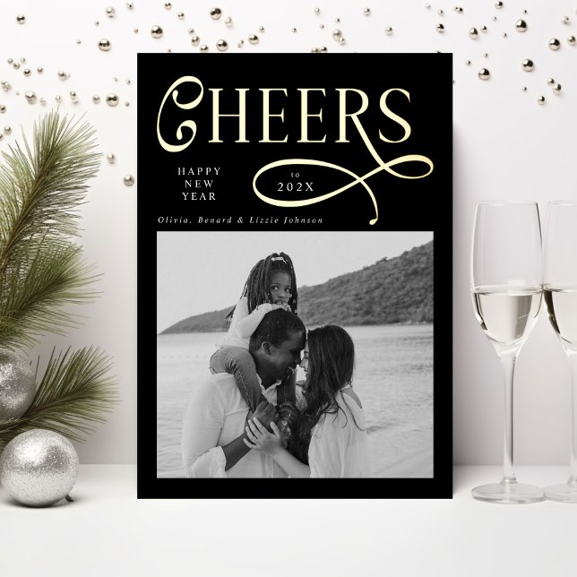 Cheers  Happy New Year Modern Chic Family 2 Photo (Creator Uploaded)