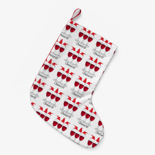"Cheers" Holiday Party Red Wine Print Small Christmas Stocking