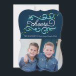 Cheers Holiday Photo Card Christmas Card<br><div class="desc">This holiday collection uses blue,  navy and aqua to celebrate in non-traditional colors. Perfect for Christmas,  New Year's or the holidays.</div>