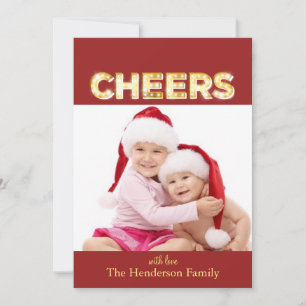 Cheers Holiday Photo Card Tag Shape