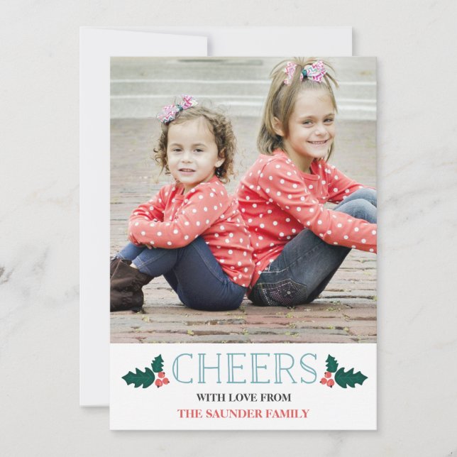 Cheers Holiday Photocard Greetings Card (Front)