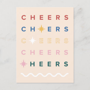 Cheers Illustrated Holiday New Year Postcard