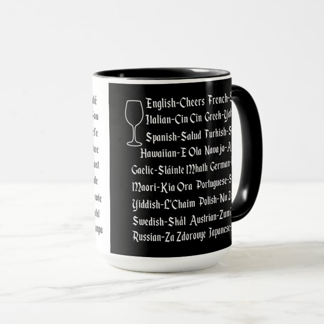 Cheers International Black And White Mug (Front Right)