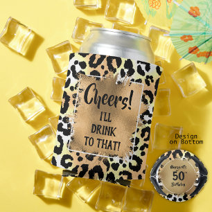 Cheers Leopard Animal Print Birthday Can Cooler