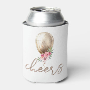 Cheers Luxury Beige Balloon Glitter Party Can Cooler