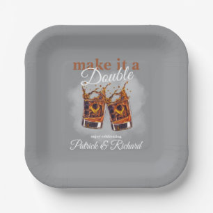 Cheers Make it a Double Celebration Whiskey Glass  Paper Plate