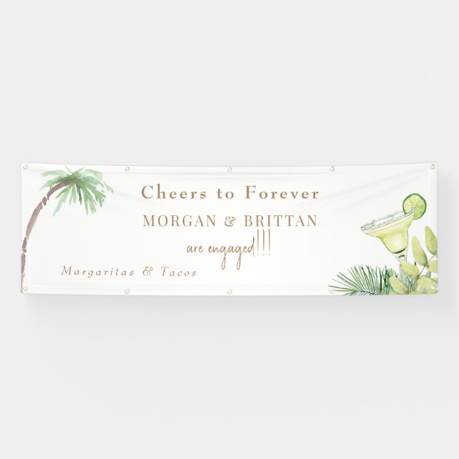 Cheers Margaritas & Tacos Engagement Party  Banner (Horizontal)