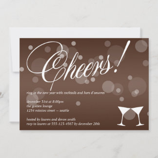 Cheers martini brown dazzle bubble celebration invitation