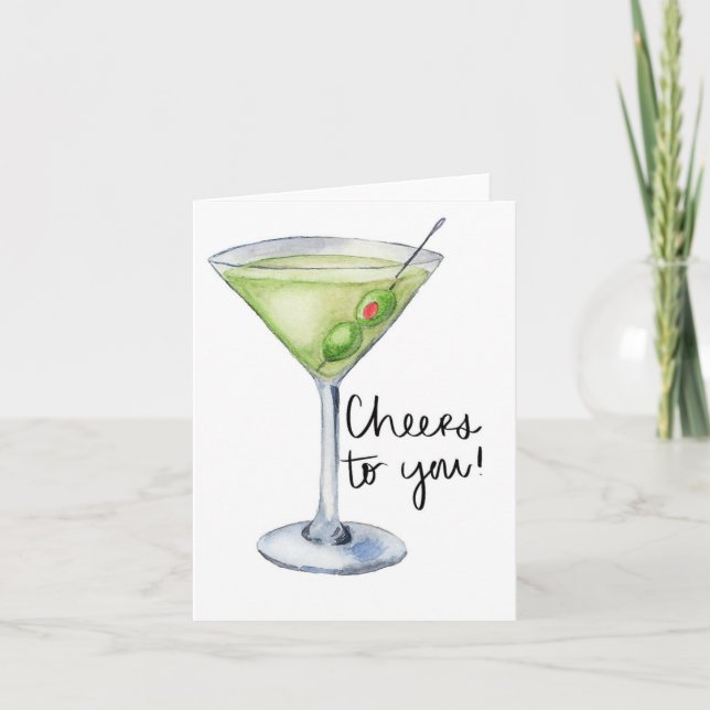 Cheers! Martini! Thank You Card (Front)