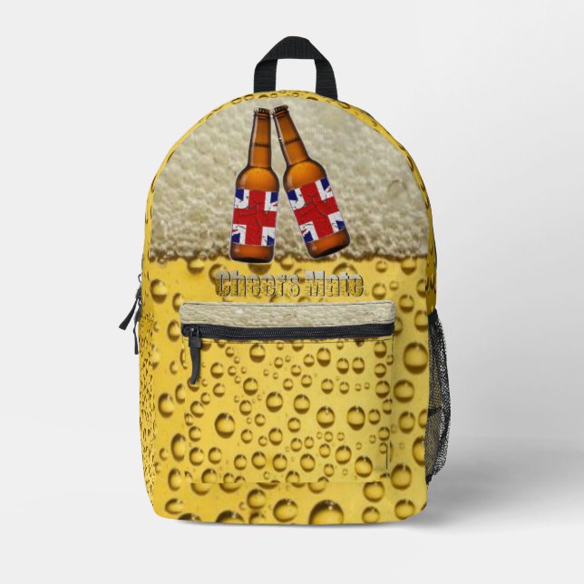 Cheers Mate British Beer Bottles Backpack (Front)