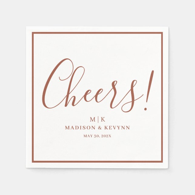 Cheers  Minimal and Chic | Wedding Napkins (Front)