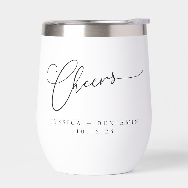 Cheers Minimal Black White Script Custom Wedding   (Left)