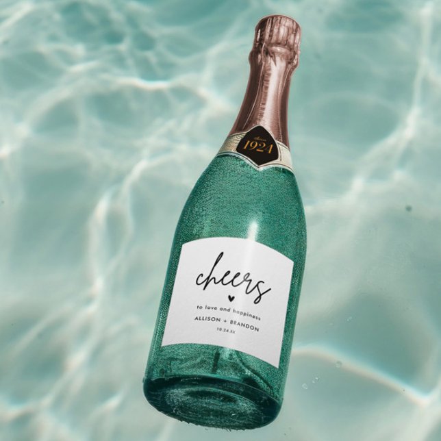 Cheers Minimalist Custom Wedding Sparkling Wine Label (Creator Uploaded)