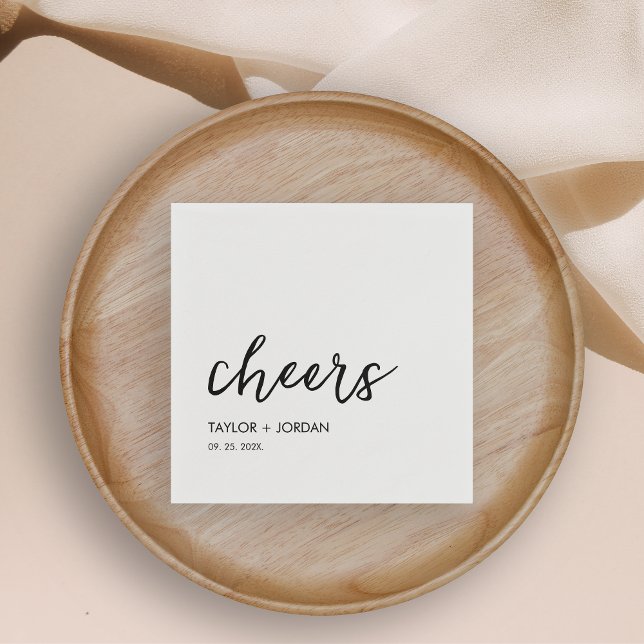Cheers Minimalist Modern Script Wedding Party Napkin (Creator Uploaded)