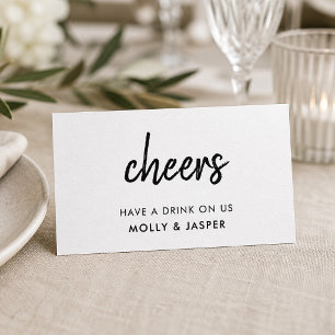 Cheers Minimalist Wedding Drink Voucher Card