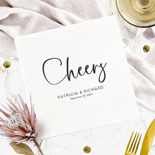 Cheers Modern Calligraphy Wedding Napkin