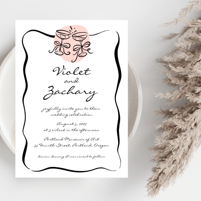 Cheers Modern Doodle Wedding Invitation (Creator Uploaded)