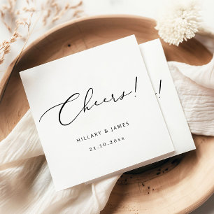 Cheers! Modern Elegant Calligraphy Wedding Napkin