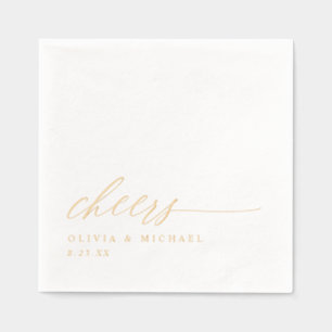 Cheers Modern Elegant Typography Wedding Foil Napkins
