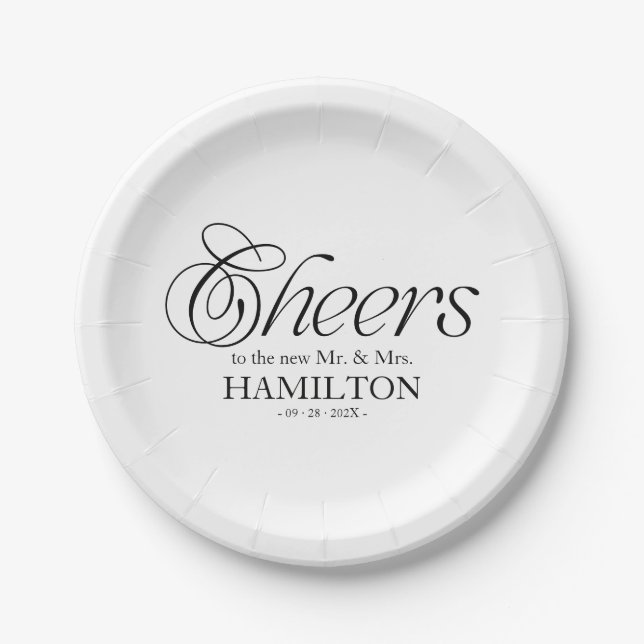 Cheers Modern Minimalist Wedding Paper Plate (Front)