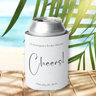 Cheers Modern Script Bridal Shower Can Cooler