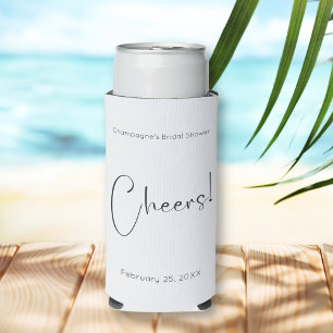 Cheers Modern Script Bridal Shower Seltzer Can Cooler