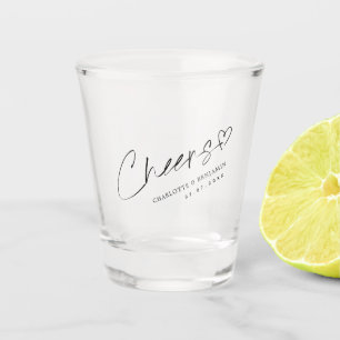 Cheers Monogram Custom Wedding Shot Glass Elegant