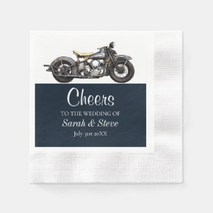Cheers Motorcycle Vintage Wedding Date Bride Groom Napkin