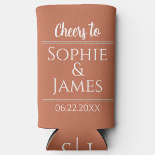 Cheers Mr & Mrs Terracotta Wedding Favour Seltzer Can Cooler