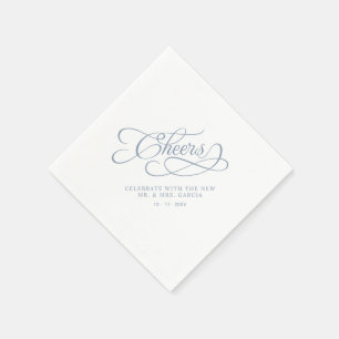 Cheers Mr & Mrs Wedding Calligraphy Dusty Blue Napkin
