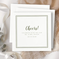 Cheers Mr Mrs Wedding Modern Rustic Olive Green