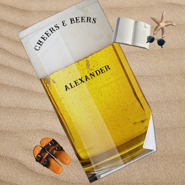 Cheers n Beers drinking Giant Mug Stein Monogram Beach Towel (Creator Uploaded)