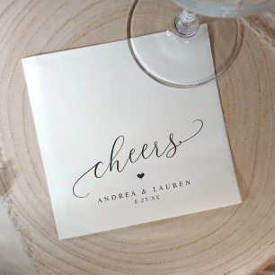 Cheers Napkins Heart Romantic Modern Wedding