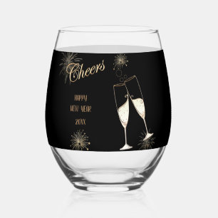 Cheers New Year Stemless Wine Glass