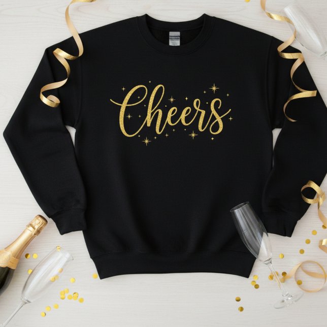  🥂 Cheers New Year Sweatshirt | Cozy Gold Glitter Tri-Blend Shirt (Creator Uploaded)