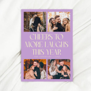 CHEERS New Year Wisteria Multi Photo Holiday Card