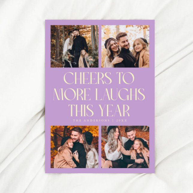 CHEERS New Year Wisteria Multi Photo Holiday Card (Creator Uploaded)