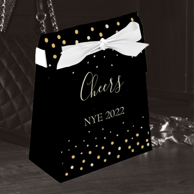Cheers New Years Eve Gold Glitter Favour Box (Creator Uploaded)