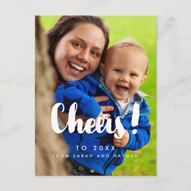 Cheers New Year's family photo Postcard (Front)