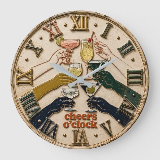 Cheers O'Clock Cocktail Party Bar Decor  Large Clock (Front)