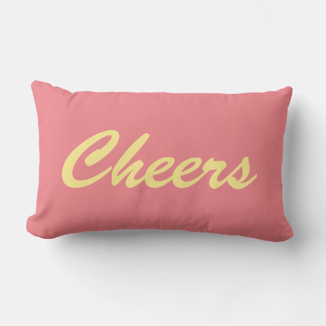 Cheers on Coral Lumbar Cushion (Front)