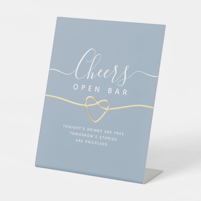 Cheers Open Bar Wedding Sign – Dusty Blue (Front)